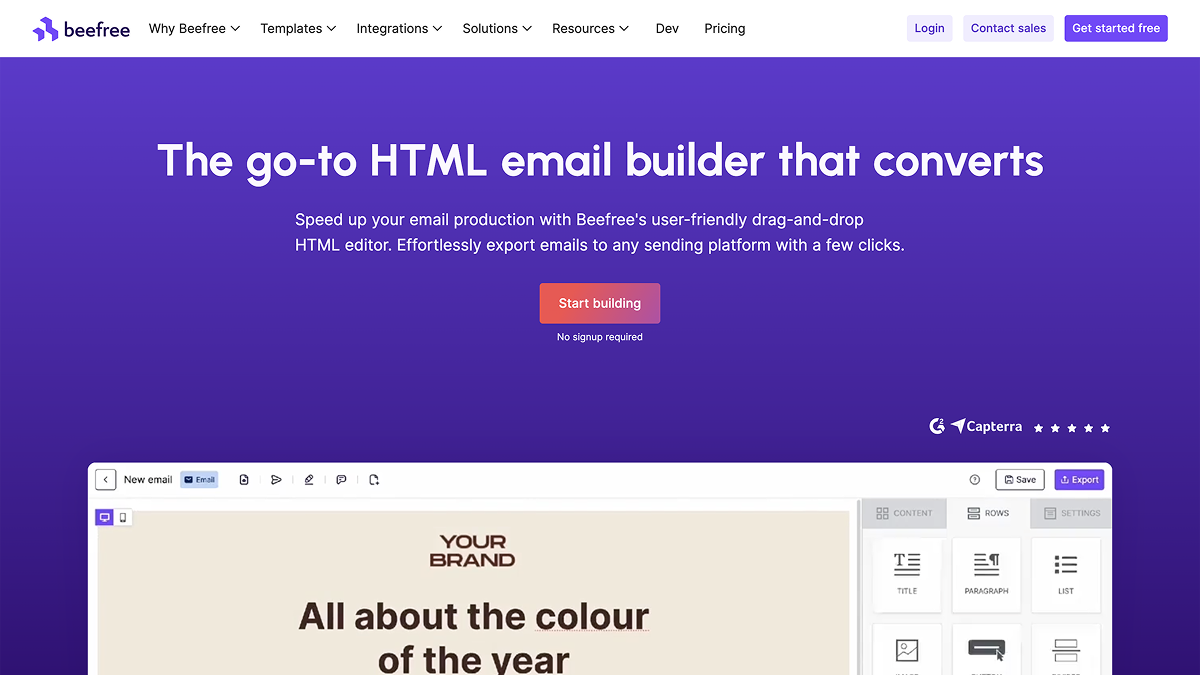 Beefree - Go to HTML email builder